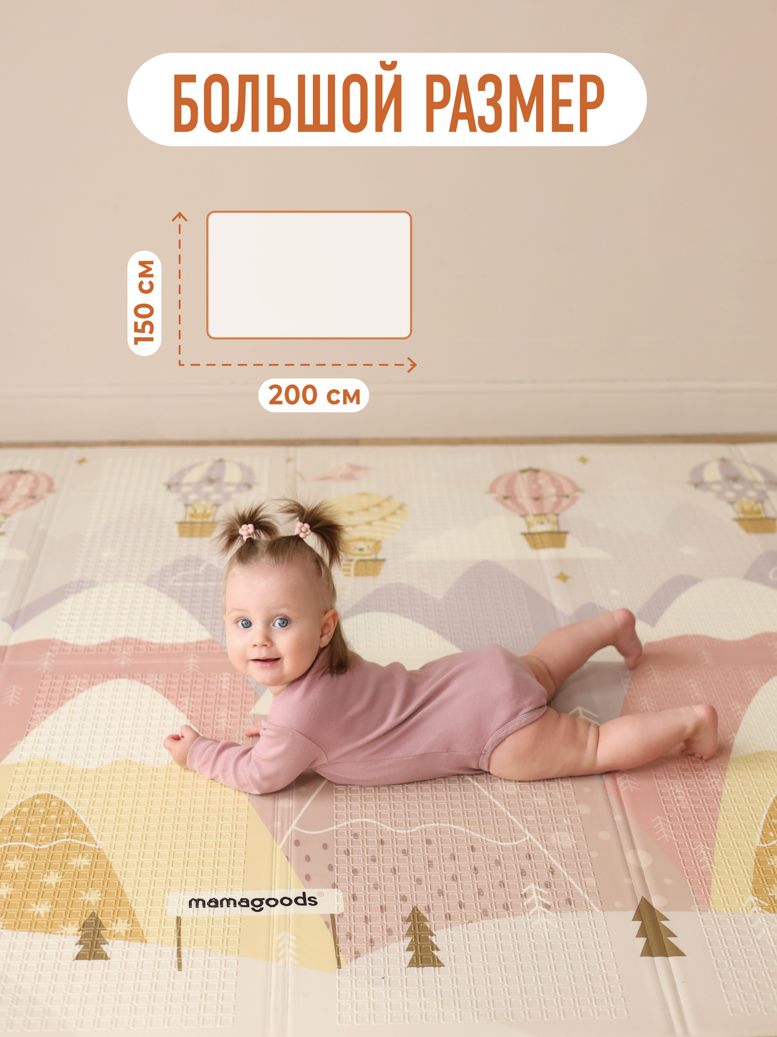 Развивающий коврик детский Mamagoods для ползания складной игровой 150х200 см Единорожки - фото 3