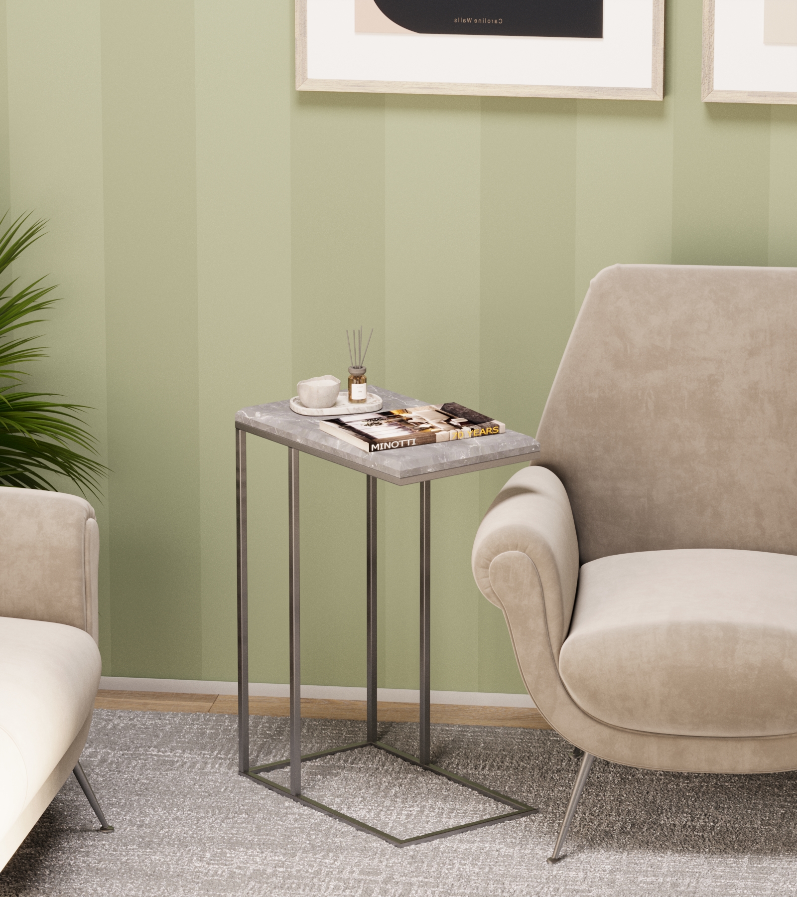 Стол придиванный КАЛИФОРНИЯ МЕБЕЛЬ Агами серый мрамор - фото 5