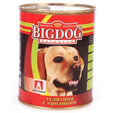 Корм для собак Зоогурман 850г Big Dog телятина с кроликом ж/б