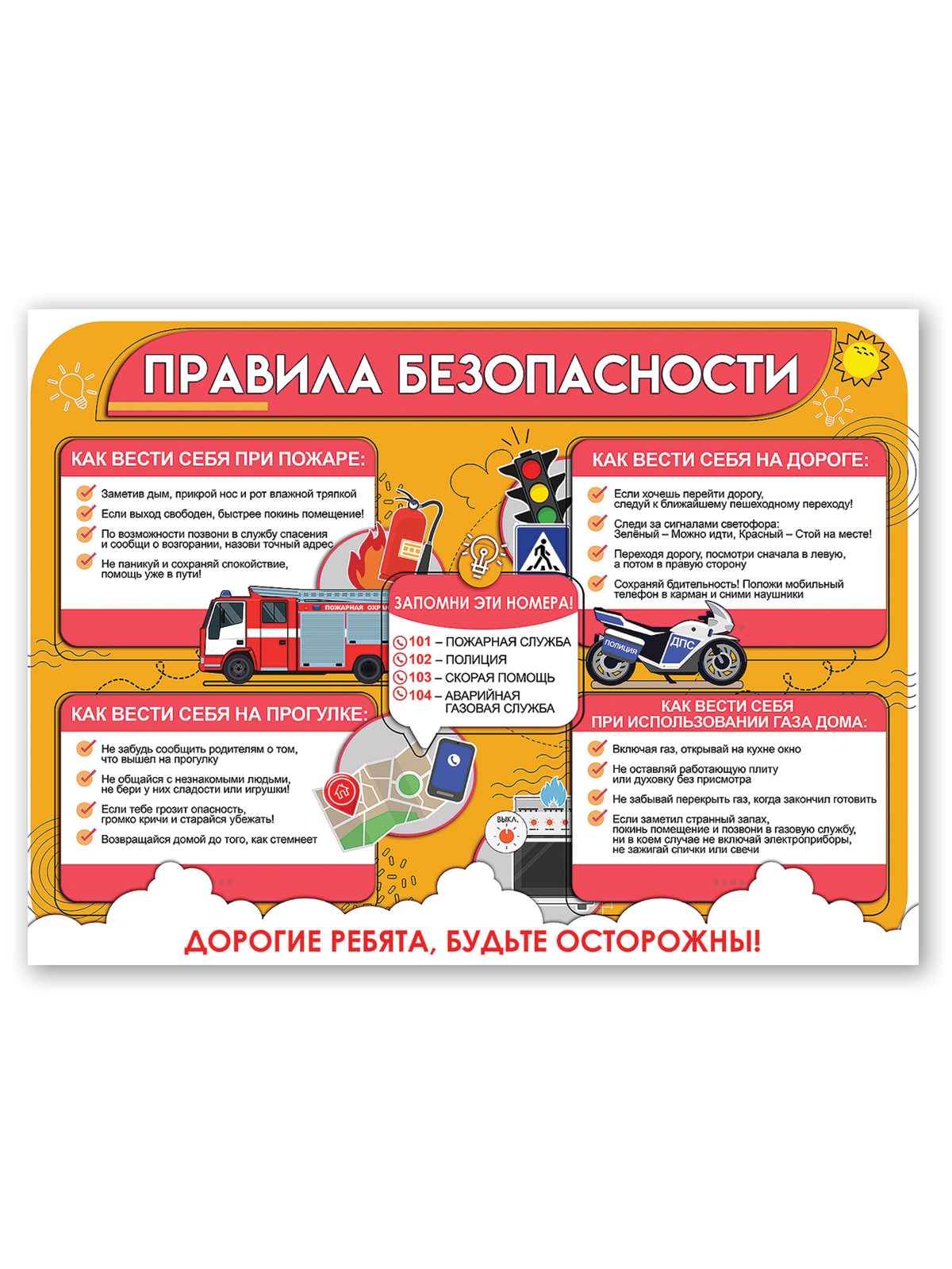 Плакат HAPPY правила безопасности оформление класса - фото 1