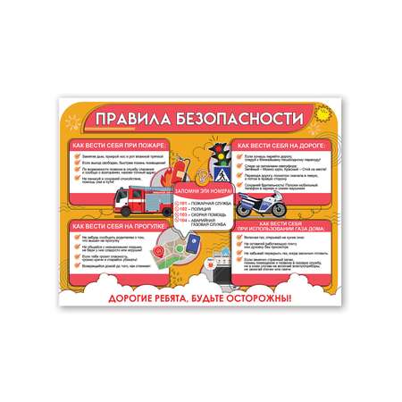 Плакат HAPPY правила безопасности оформление класса
