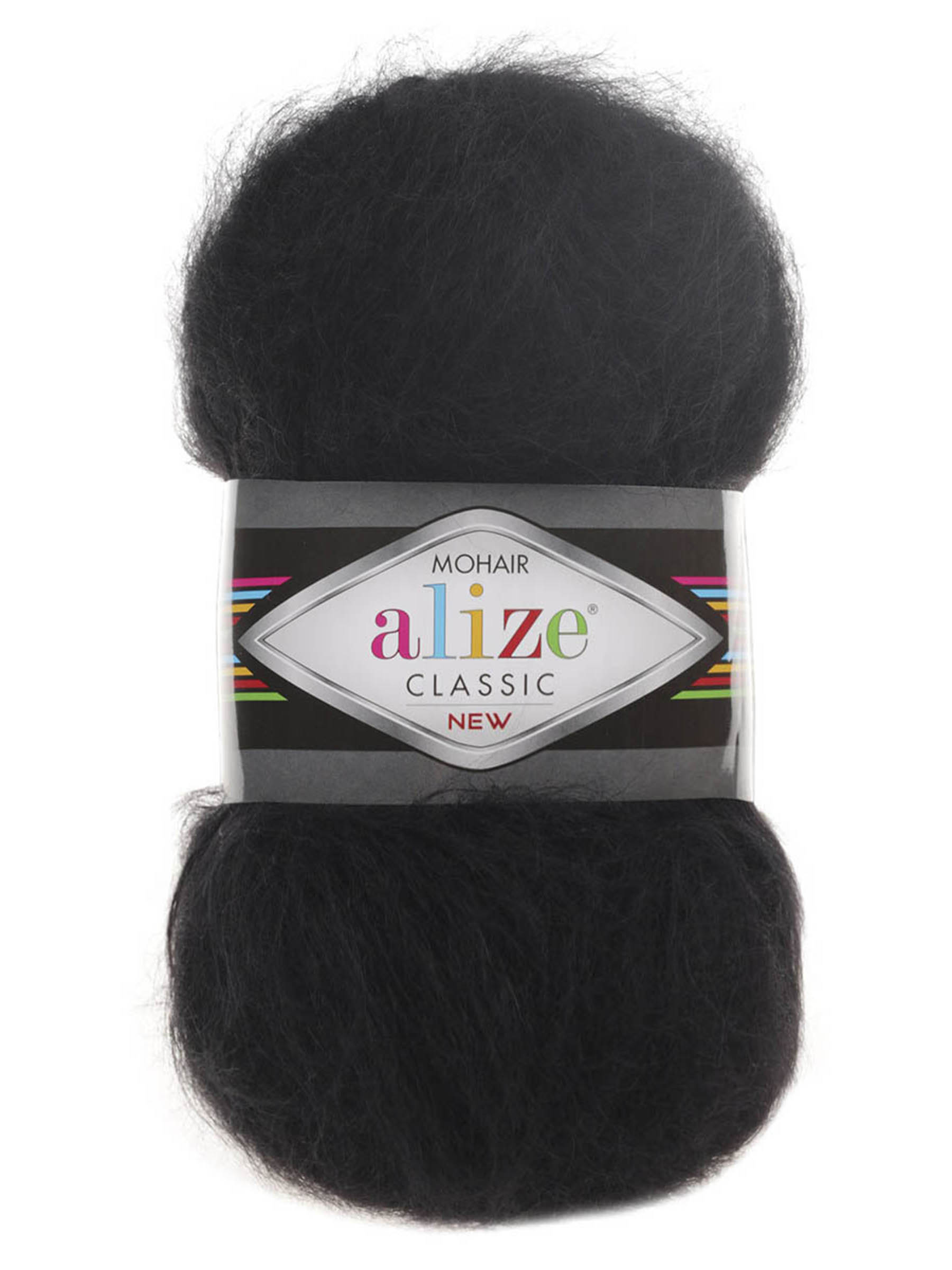 Пряжа Alize полушерстяная Mohair classic new 100 гр 200 м 5 мотков 60 черный - фото 3