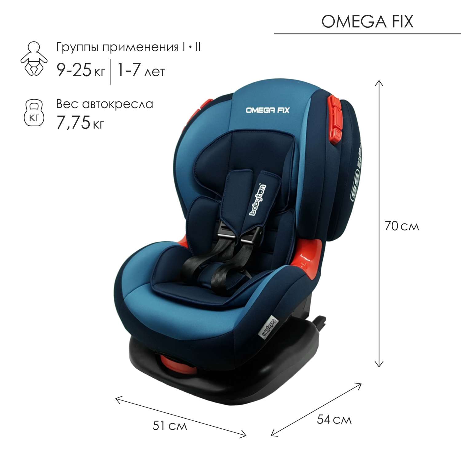 Автокресло Babyton Omega Fix Ocean Isofix 1/2 (9-25 кг) - фото 2