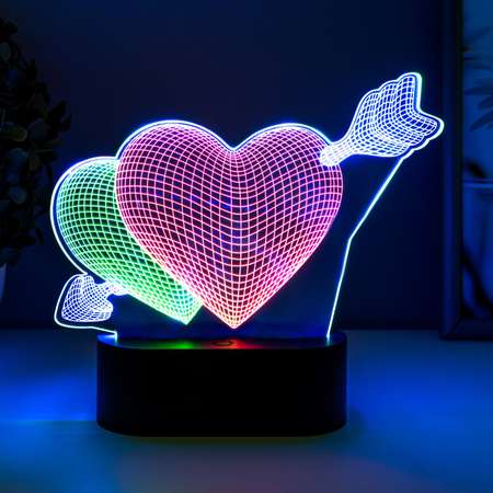 Светильник сенсорный Luazon «2 сердца» LED USB 90см от батареек 3xАА