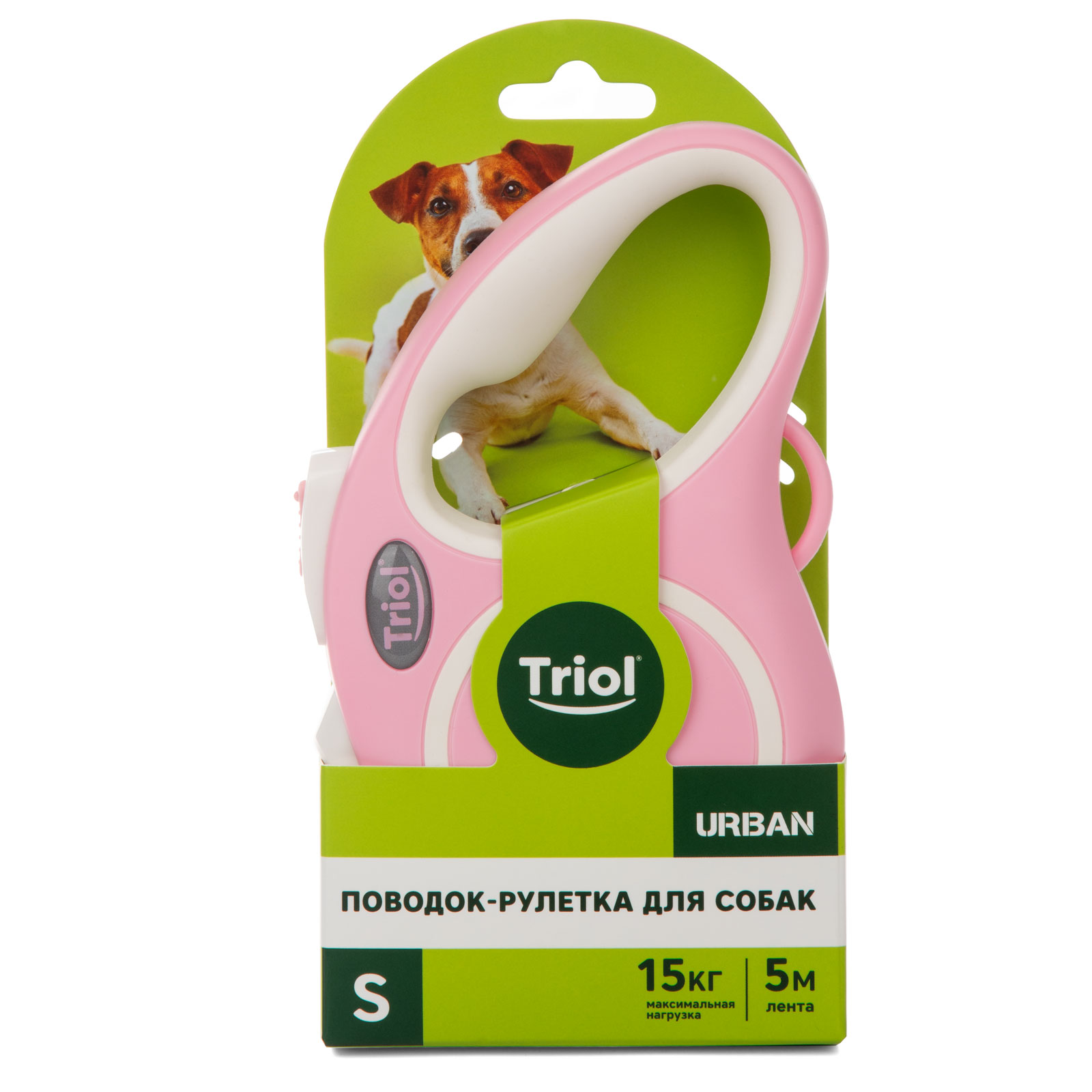 Поводок-рулетка для собак Triol Urban S 5м до 15кг лента Розовый - фото 1