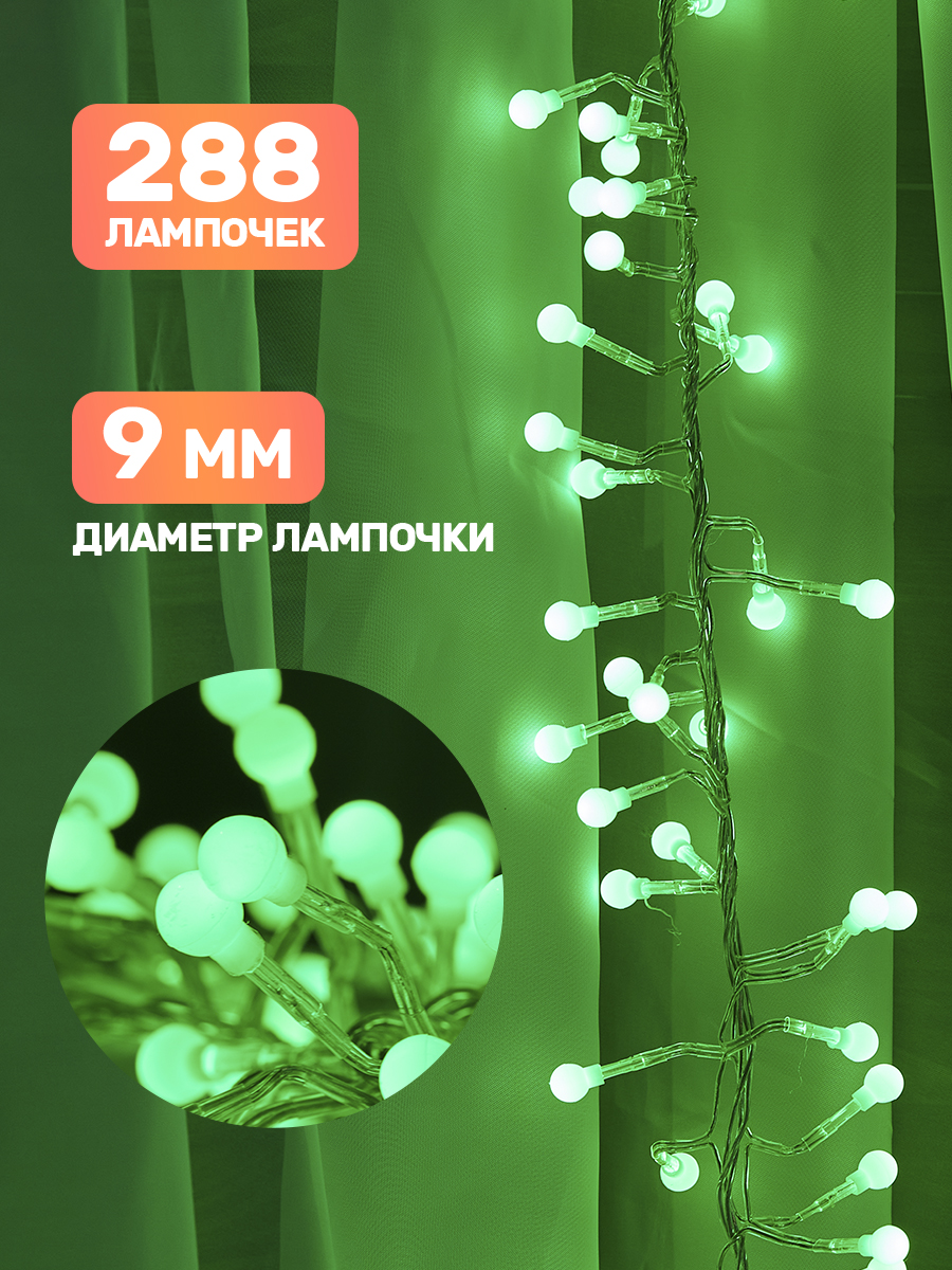 Светодиодная гирлянда NEON-NIGHT Мишура 3 м 8 режимов зеленое свечение 303-604 - фото 2