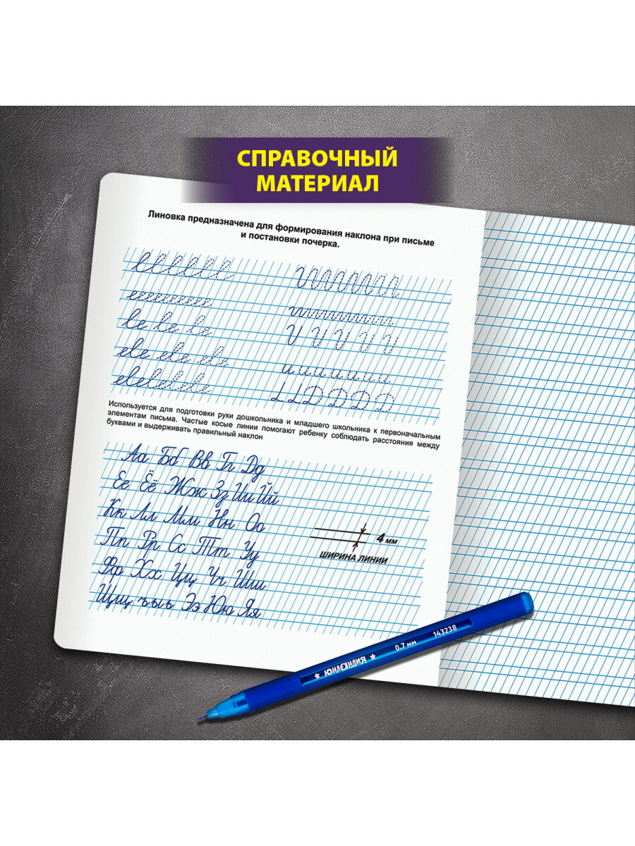 Общая тетрадь Юнландия косая линейка 12 лист. 10 шт. - фото 2