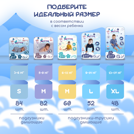 Трусики METTIS L (9-14 кг) 52 шт.