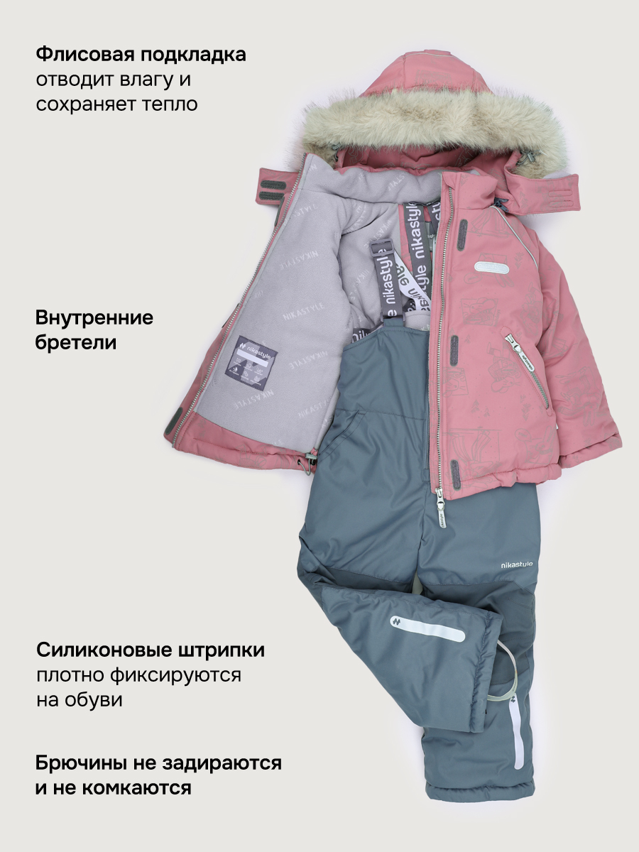 Костюм NIKASTYLE 7з1026 ягодный мусс/серый - фото 6