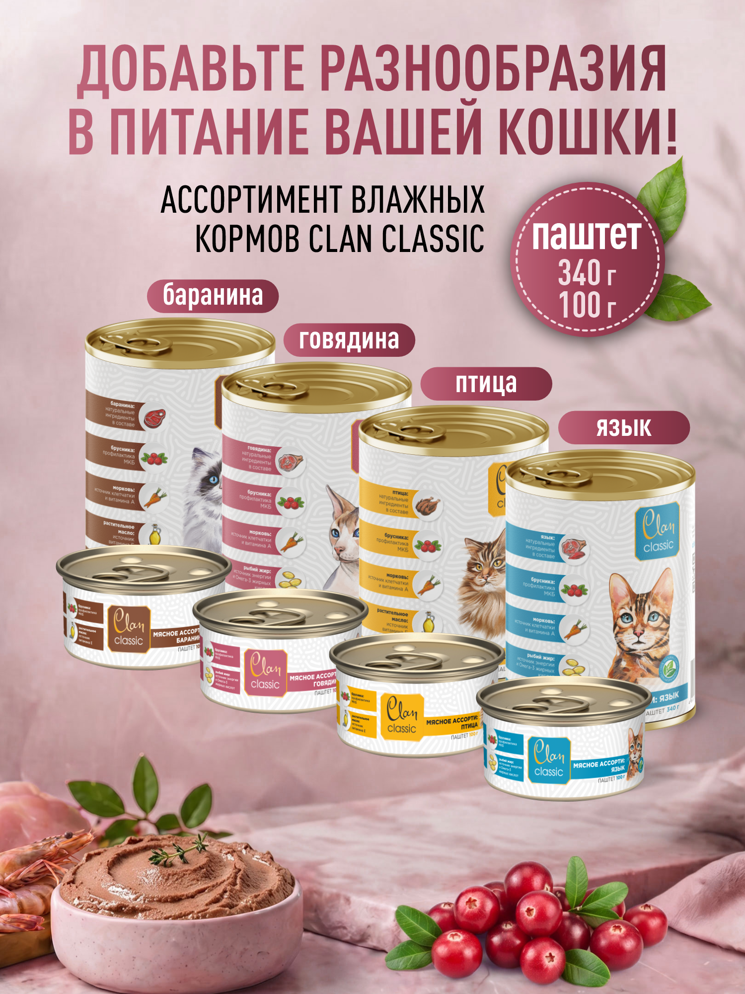 Корм для кошек сухой Clan Classic Gurman 33/14 для привередливых в еде индейка и креветки 400г - фото 8