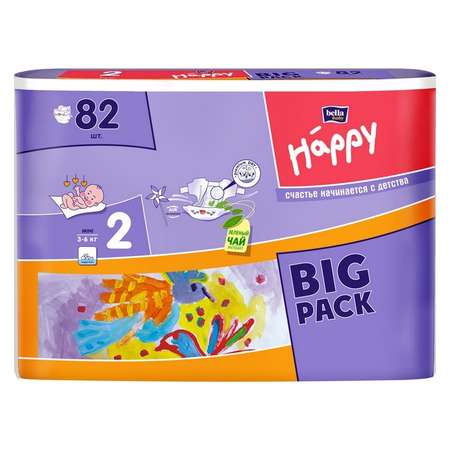 Подгузники Bella baby Happy 2 (3-6 кг) 82 шт.