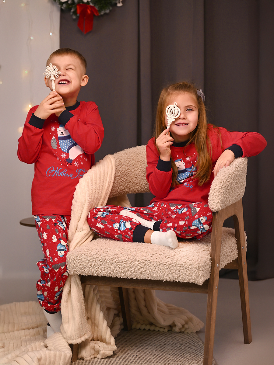 Пижама HappyFox HF00101красный.медведь - фото 8