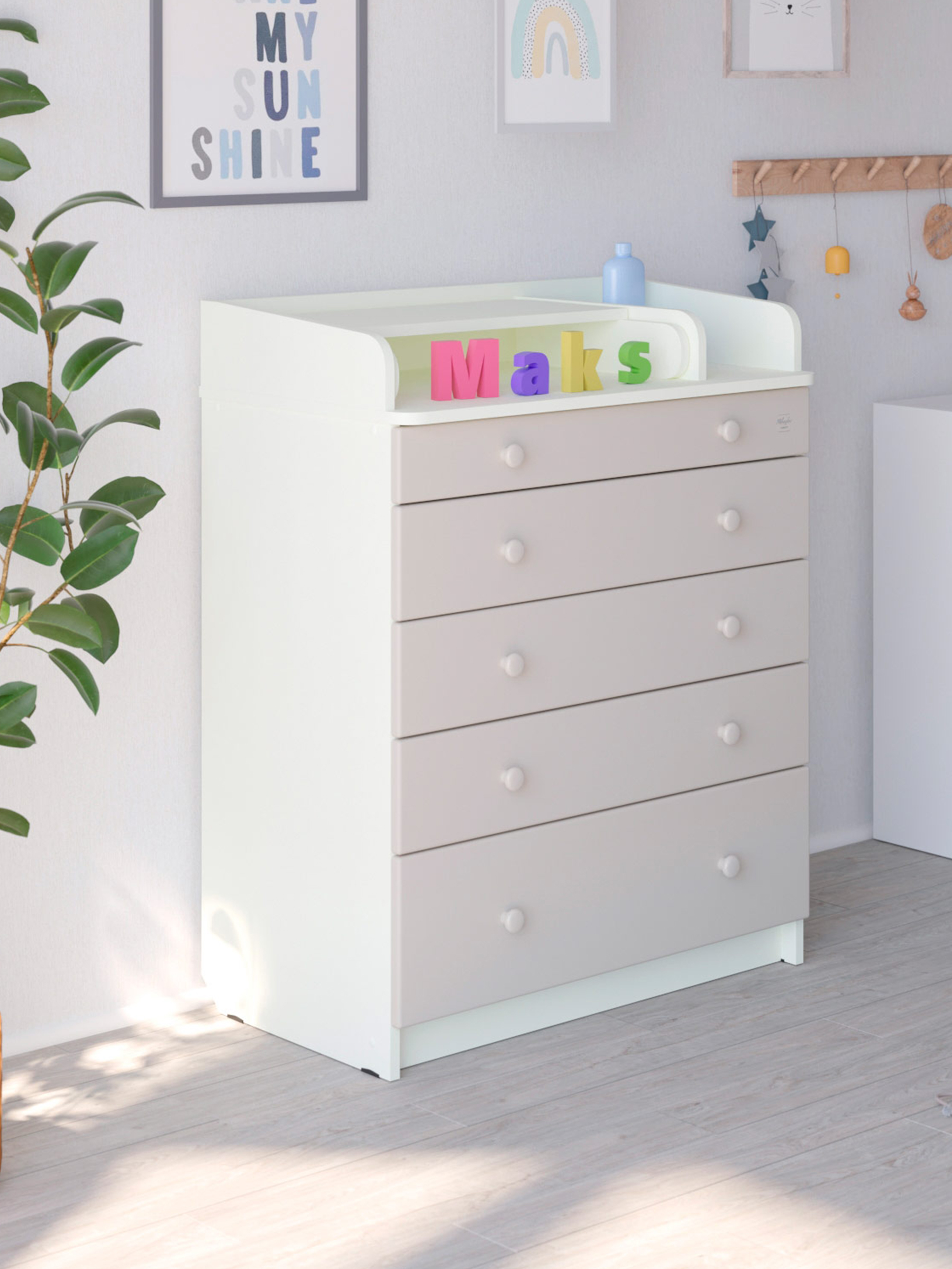 Комод пеленальный Aton Maks белый премиум серый - фото 9