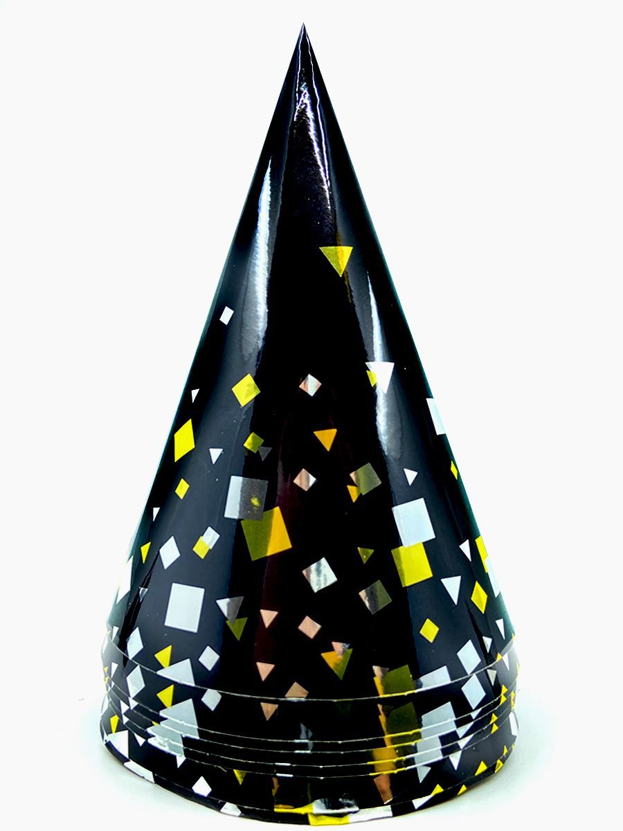 Праздничные колпаки картонные Riota Конфетти Party черный 6 шт - фото 3
