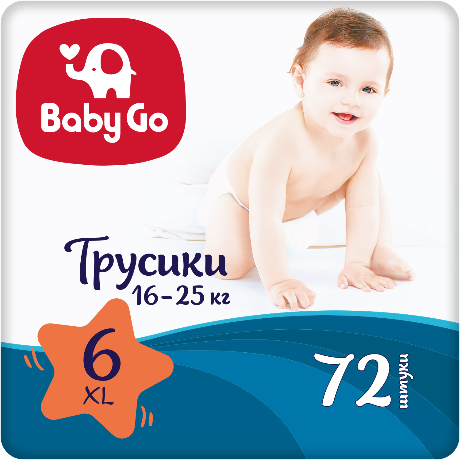 Трусики BabyGo Classic 6 (16-25 кг) 72 шт. - фото 1