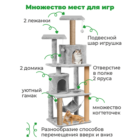Игровой комплекс для кошек ZURAY серый