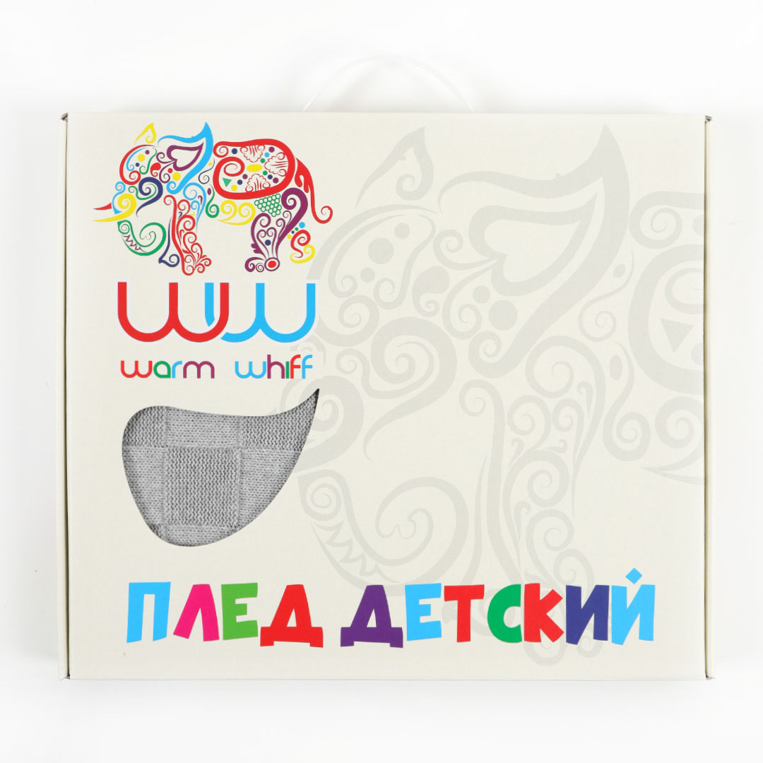 Плед покрывало вязаное 90x110 WARM WHIFF D-08 Светло-серый хлопок 100% конверт на выписку одеяло в коляску в кроватку на лето - фото 7