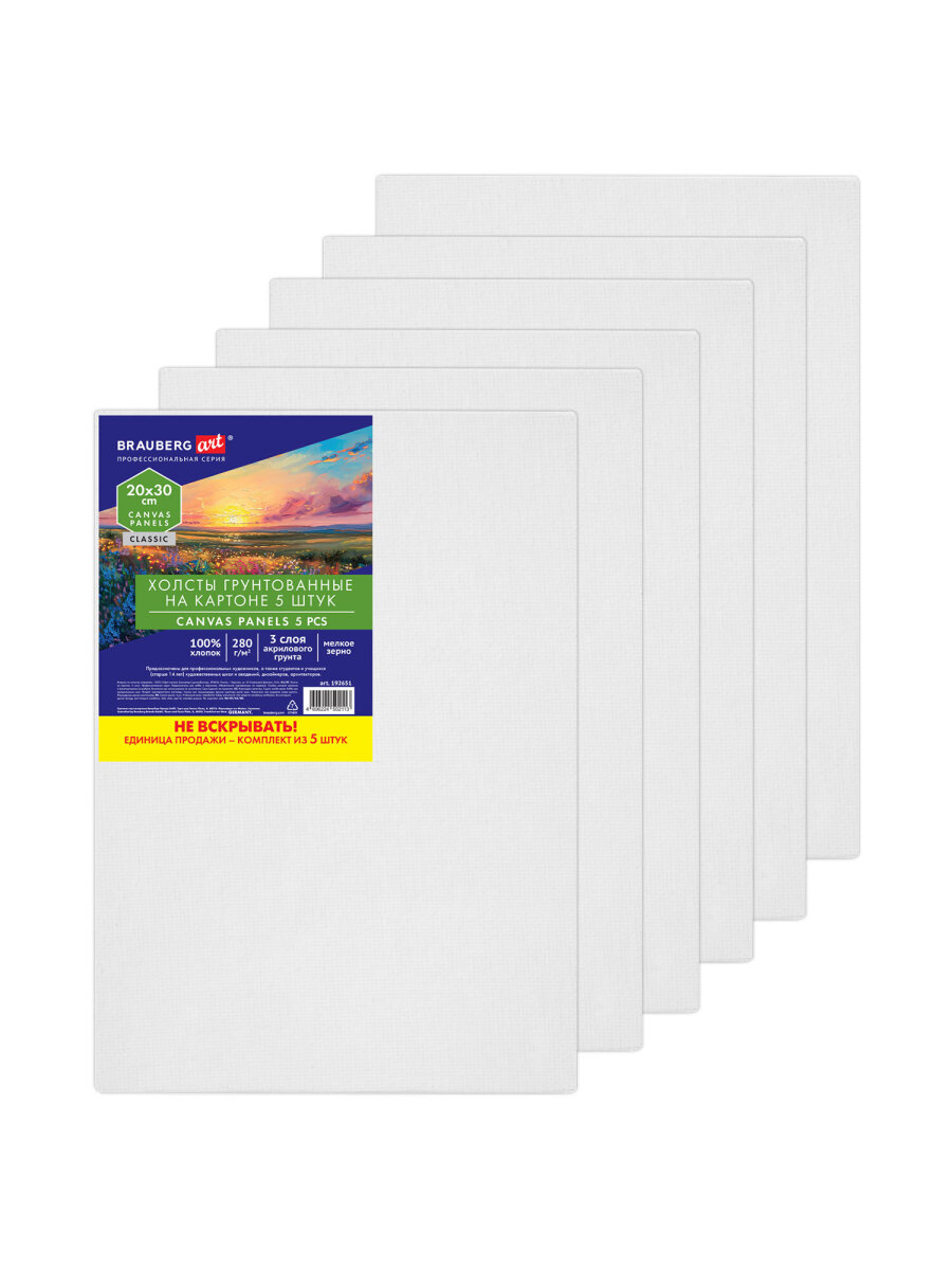 Холст для рисования Brauberg на картоне большой 40x60 см набор 2 штуки - фото 2