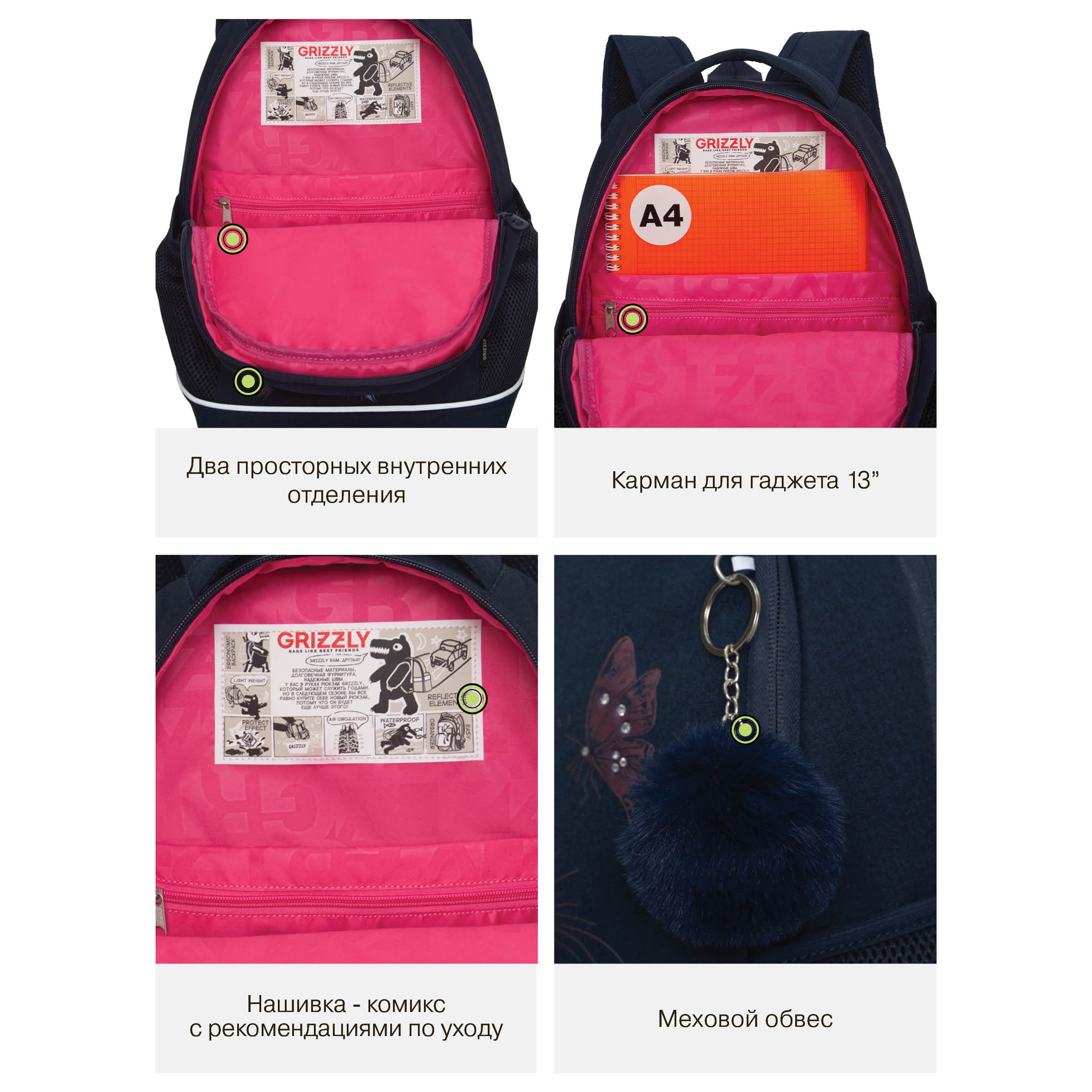 Рюкзак Grizzly для девочки - фото 11