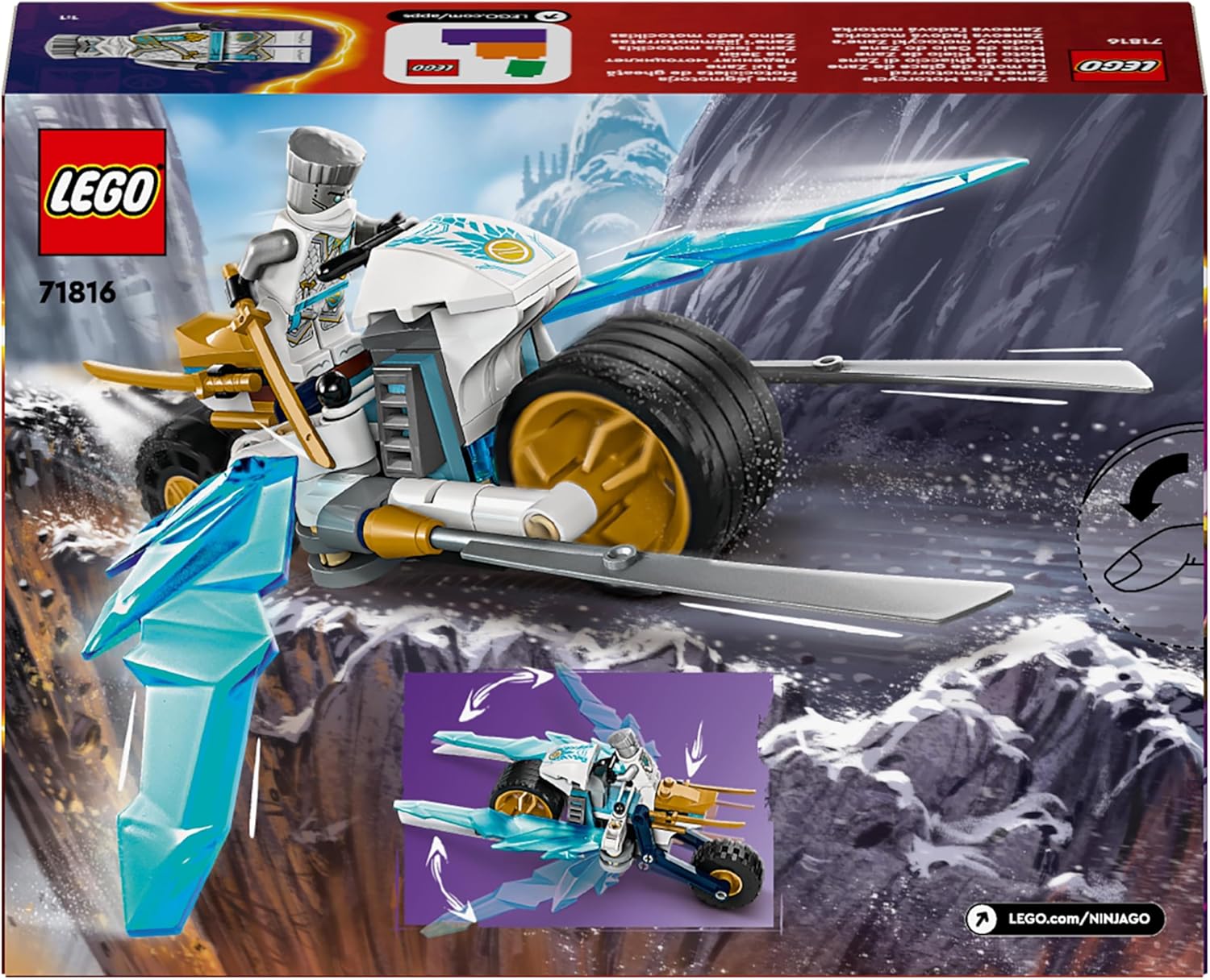 Конструктор LEGO NINJAGO Ледяной мотоцикл Зейна блочный - фото 5
