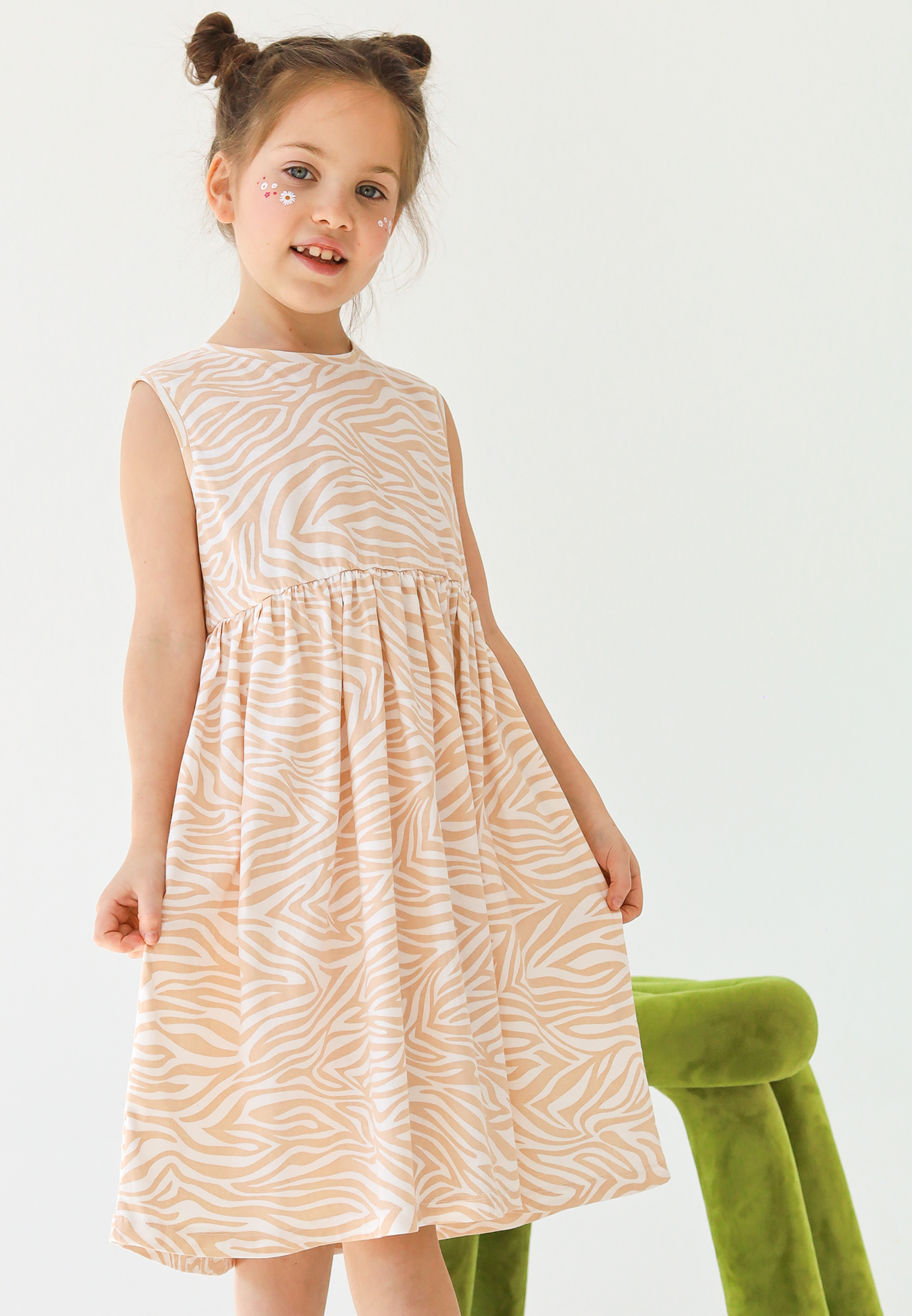 Платье MINIDINO Т-ПЛ-002Сарафан летний принт Зебра пряность - фото 1