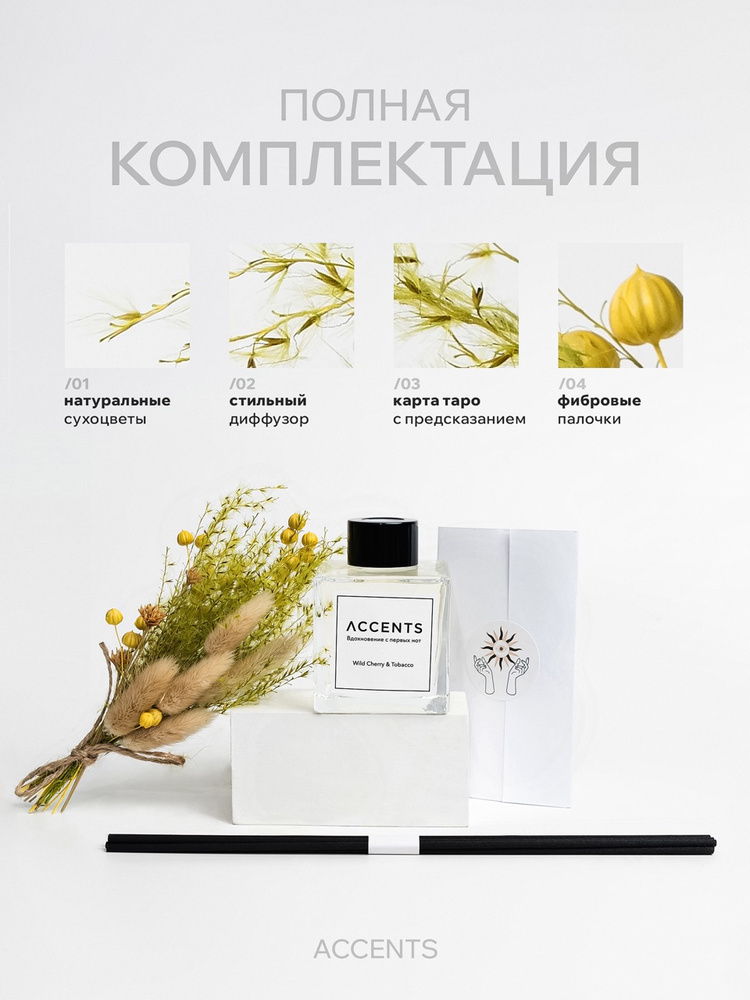 Диффузор с сухоцветами в Премиум тубусе Accents Wild Cherry & Tobacco - фото 3