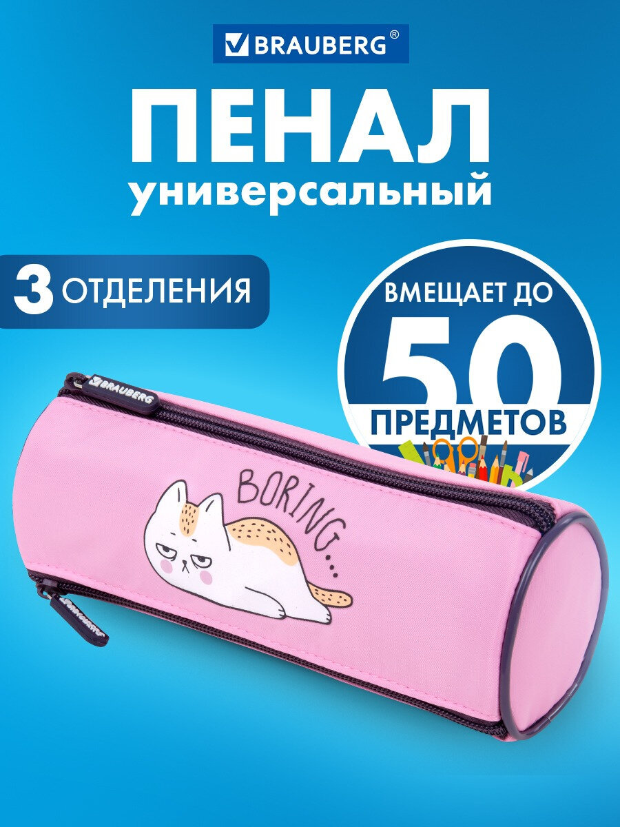 Пенал тубус Brauberg ленивый котик - фото 1