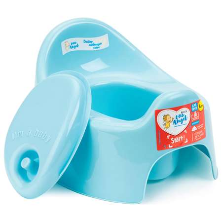Горшок LittleAngel Start с крышкой Голубой LA2701BL