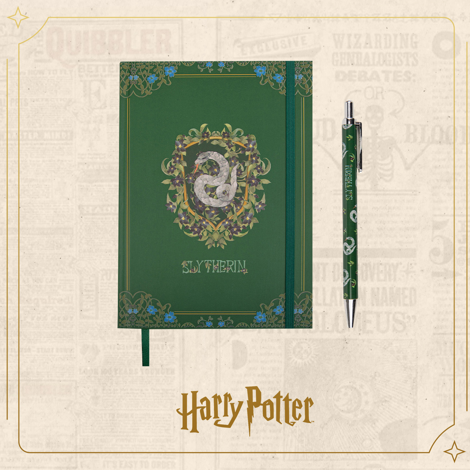 Блокнот Harry Potter Мир Слизерина и ручка 80 лист. - фото 1