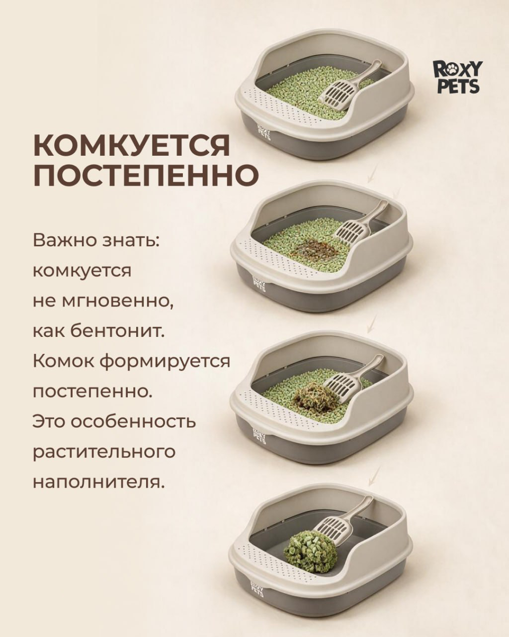 Наполнитель ROXY PETS 10 л 8 кг комкующийся, растительный - фото 6