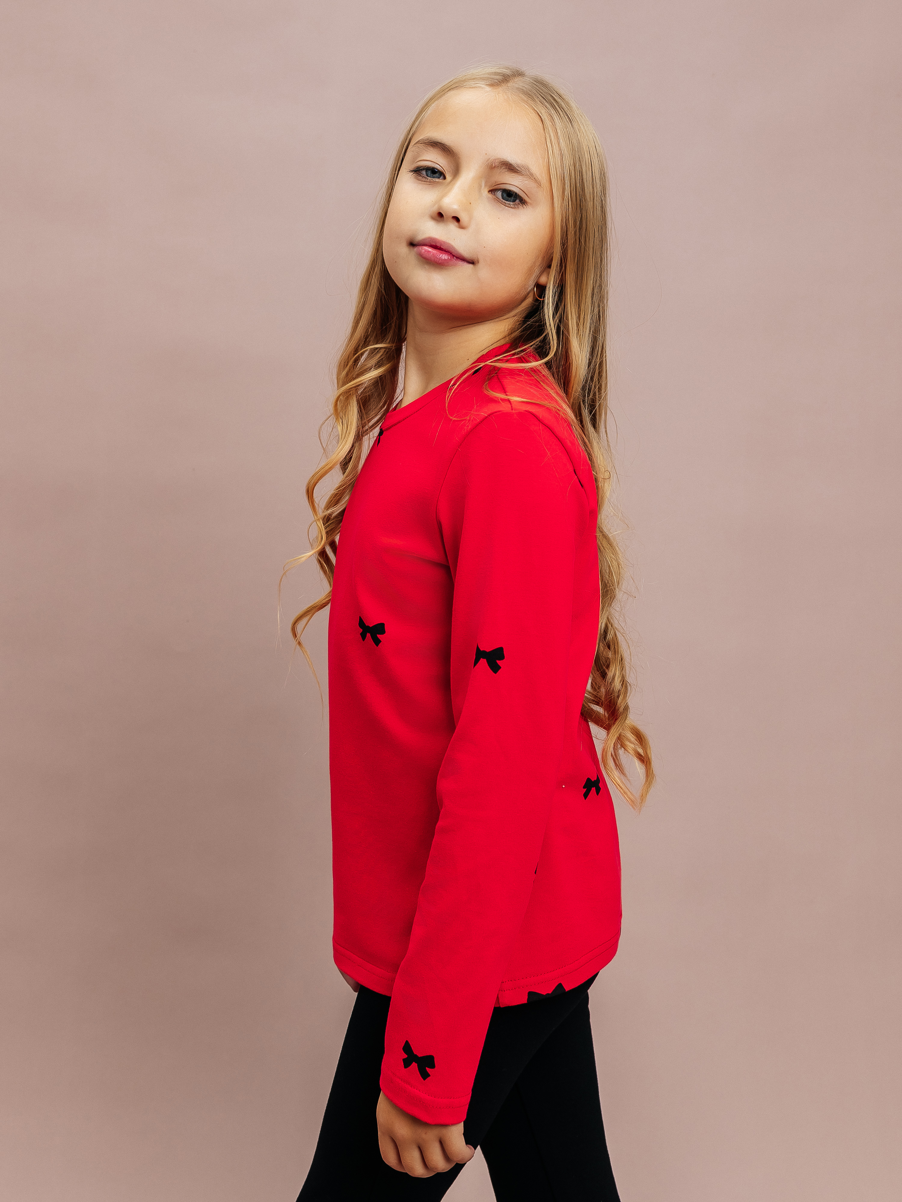 Лонгслив Селтекс Ю_ДК1 красный/бантик черный - фото 7