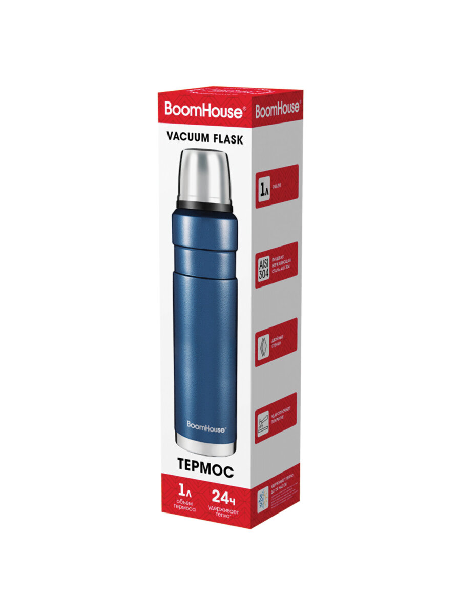 Термос BoomHouse для чая и кофе 1 литр из нержавеющей стали походный - фото 9