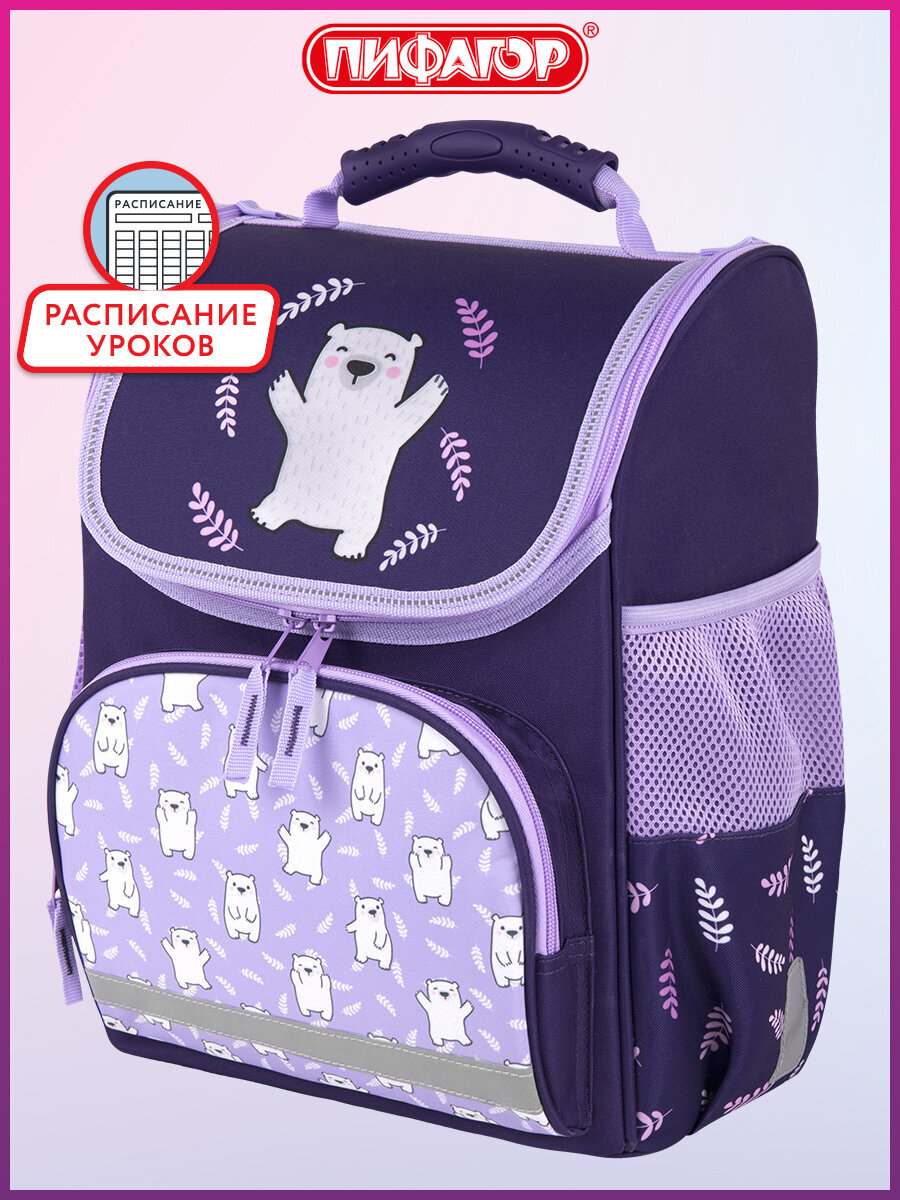 Изображение товара Школьный рюкзак Пифагор BASIC для девочек с анатомической спинкой и светоотражающими элементами