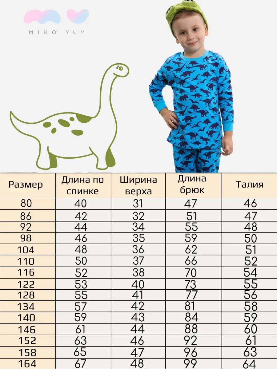 Пижама MIKO YUMI D-2093голубой - фото 4