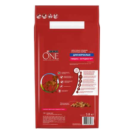 Корм для собак Purina One средних и крупных пород говядина-рис 3.8кг
