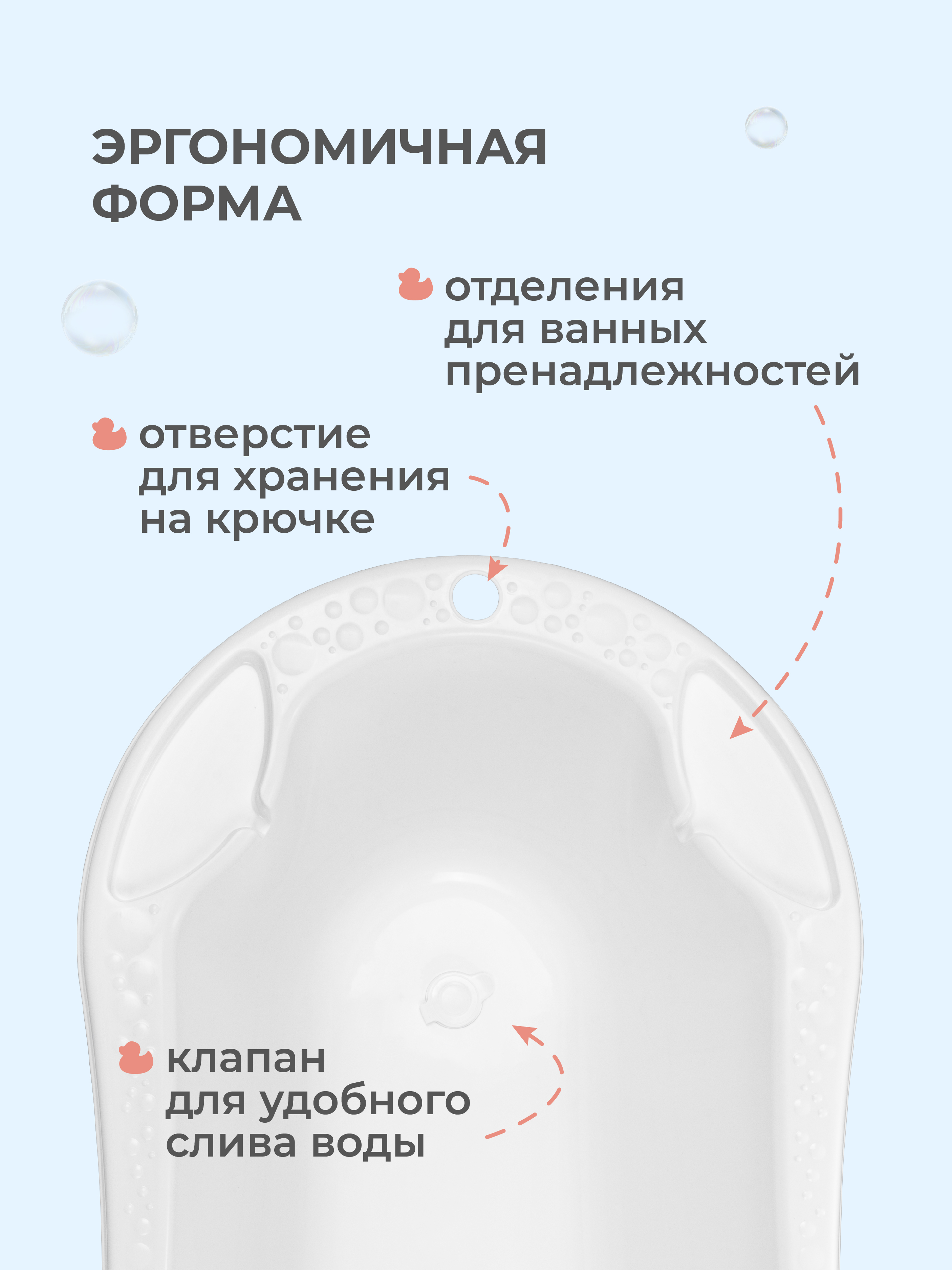 Ванна детская Пластишка с клапаном для слива воды с декором "ЛЕВ" 1000х490х305 мм 46 л белая - фото 4