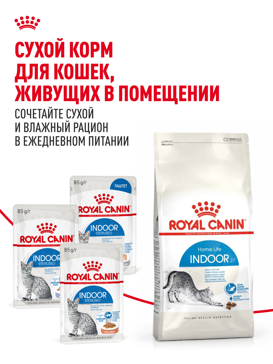 Корм для кошек ROYAL CANIN Indoor Sterilised для взрослых кастрированных и стерилизованных паштет 85г - фото 8