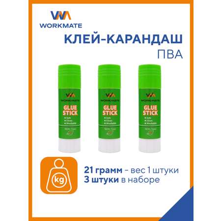 Клей-карандаш WORKMATE 21 г 3 шт.