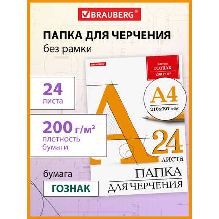 Художественная бумага, бумага для черчения Brauberg для графики 24 лист.
