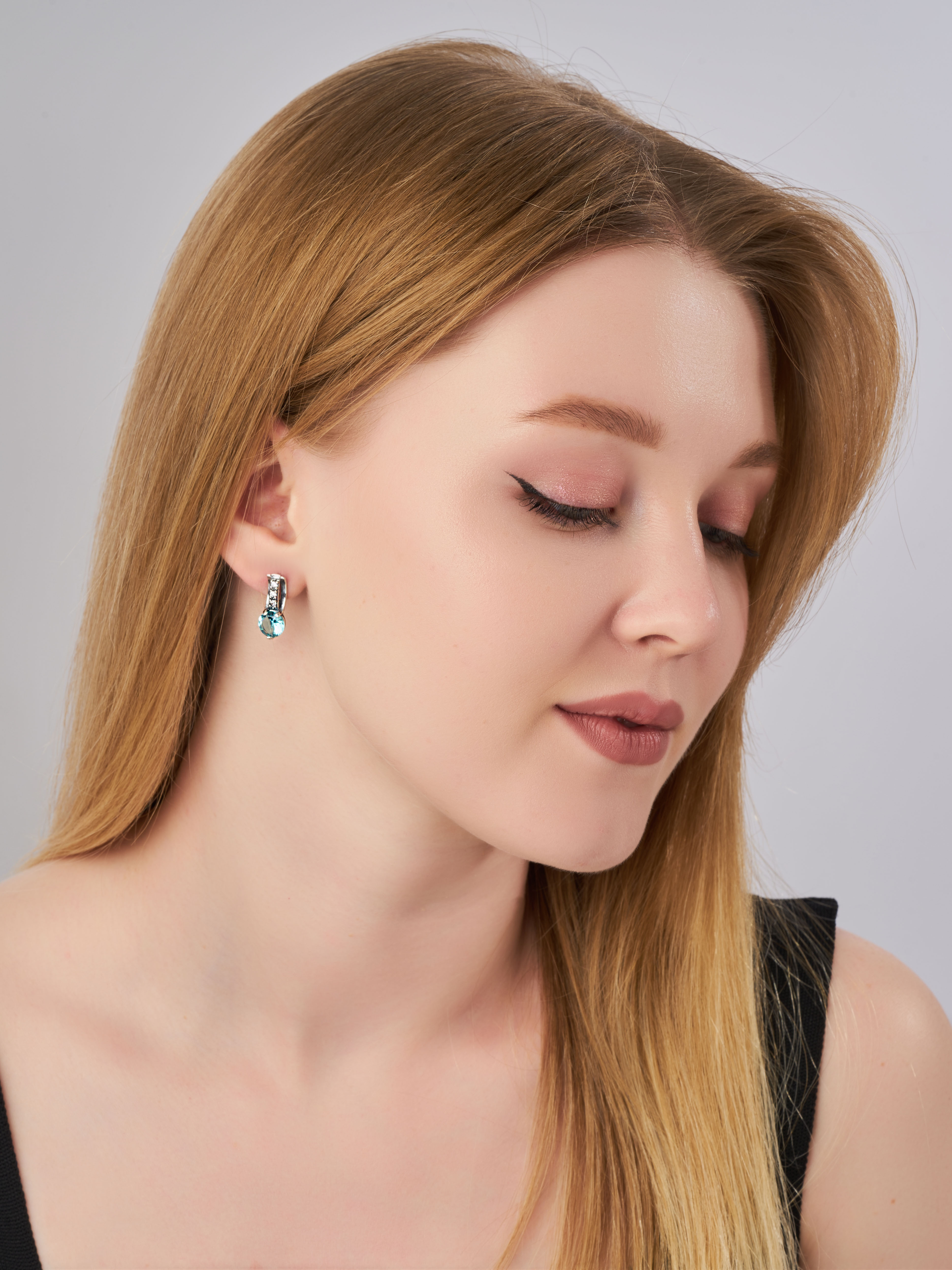 Серьги Shine and Beauty 80165-309-с-голубойтопаз - фото 2