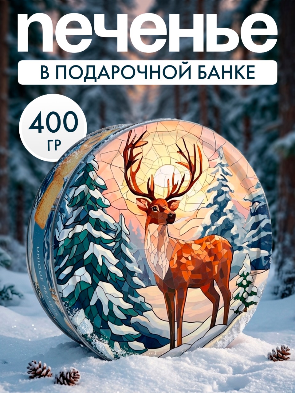 Печенье сдобное пряное Сладкая сказка REGNUM Северный олень 400г - фото 1