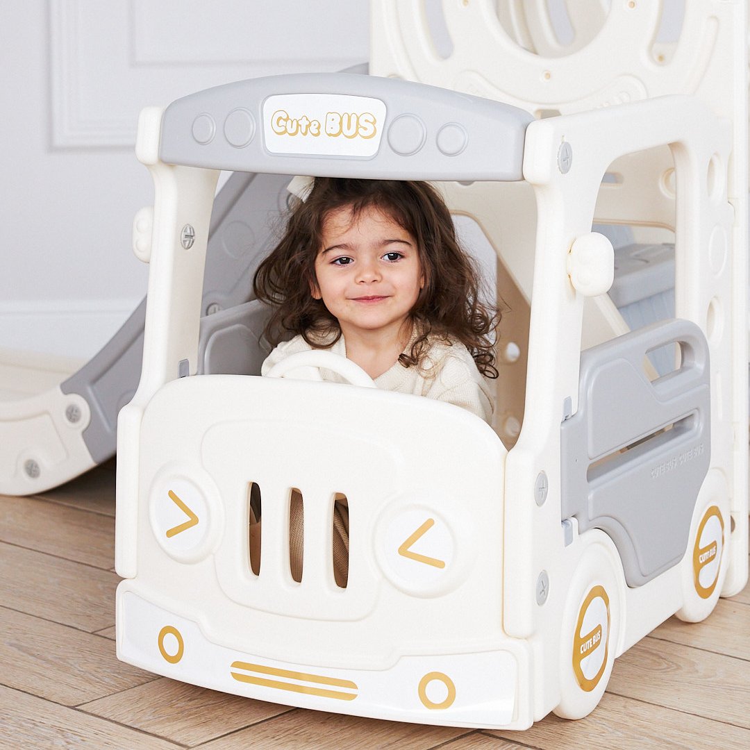 Игровой комплекс UNIX Kids Bus grey с горкой и баскетбольным кольцом - фото 13