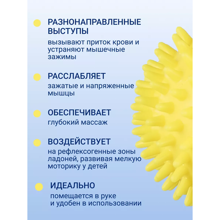 Мяч массажный KINERAPY 3 шт 6 см красный желтый и зеленый