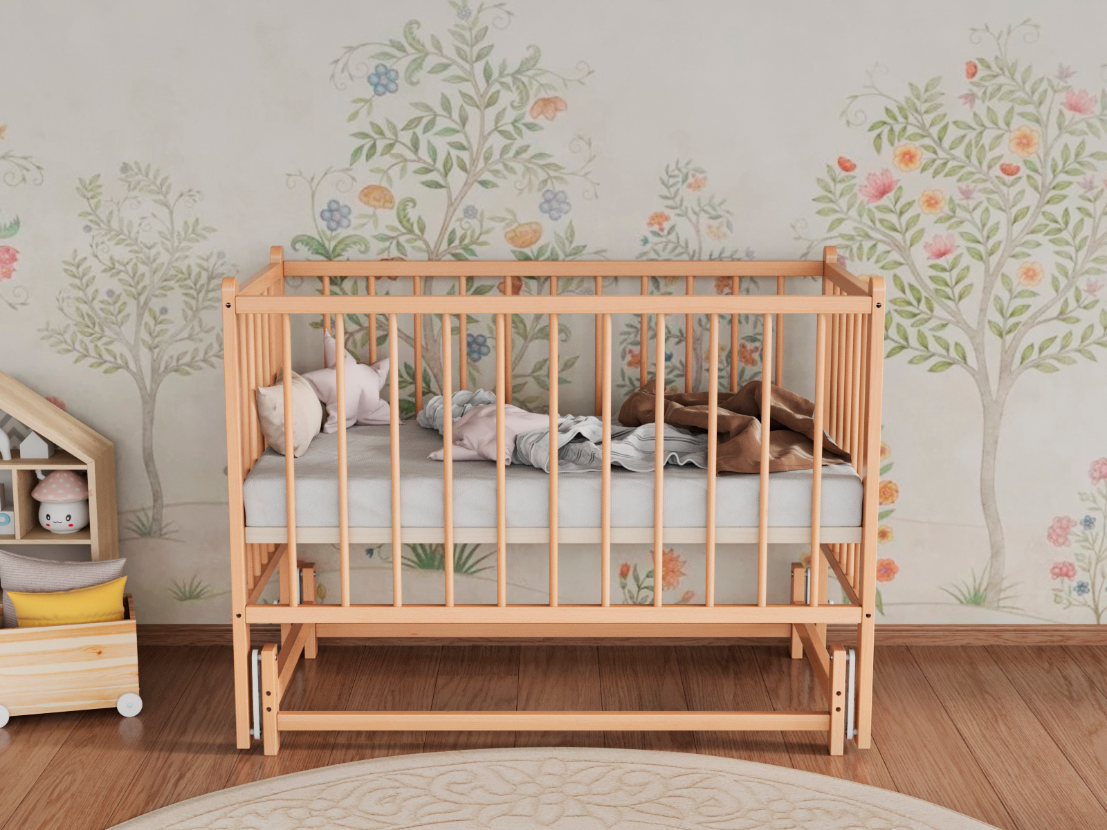 Детская кроватка Incanto Classic, поперечный маятник (бук) - фото 3