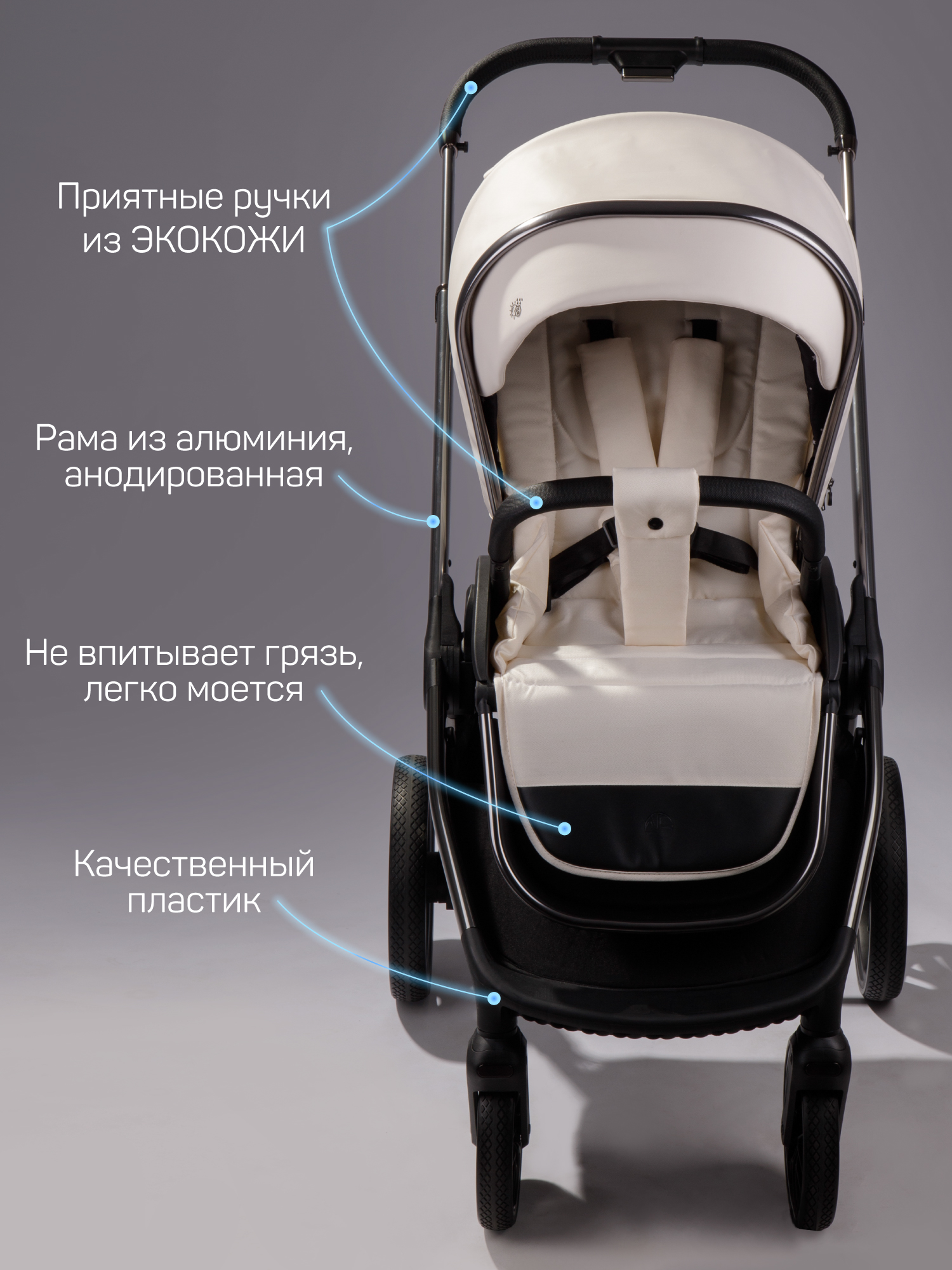 Коляска 2в1 Amarobaby Motus Premium Ecco белый - фото 16