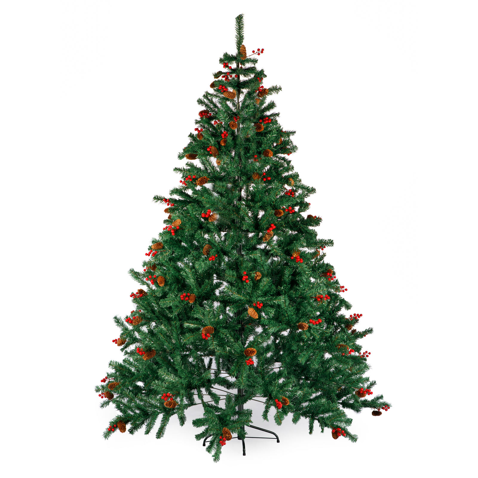 Ель BABY STYLE рождественская металлическая подставка шишки ягоды 220 см - фото 1