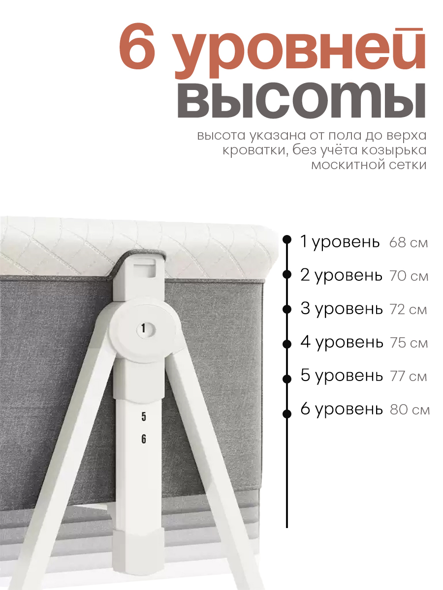 Детская кроватка CINLANKIDS прямоугольная, поперечный маятник (серый) - фото 3