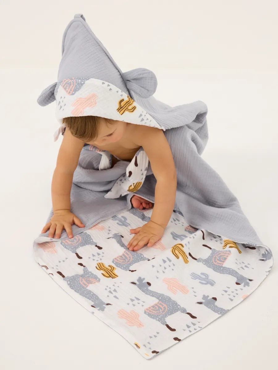 Полотенце Loo-Loo серое с ушками 95 x 95 см 1 шт. - фото 2