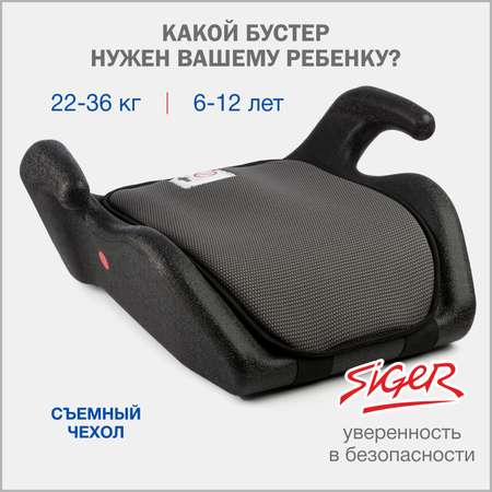 Автокресло SIGER Мякиш 3 (22-36 кг) серый