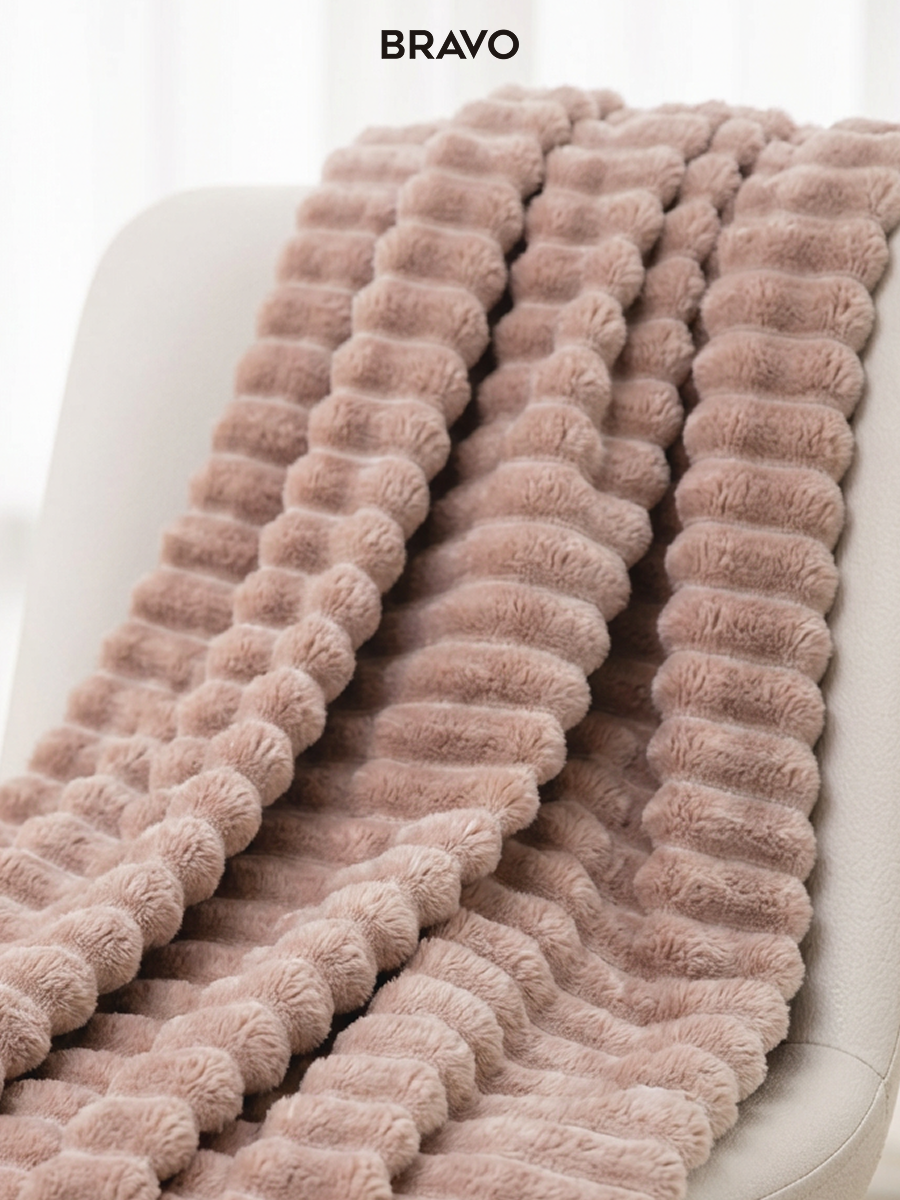 Покрывало BRAVO Волна пудровый 200 x 220 см велсофт - фото 5